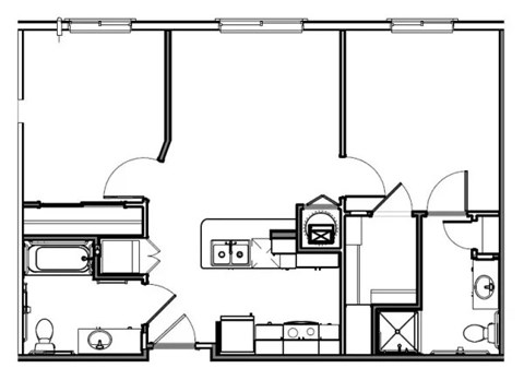 Floor plan for 2 beds, 2 baths, 873 sqft